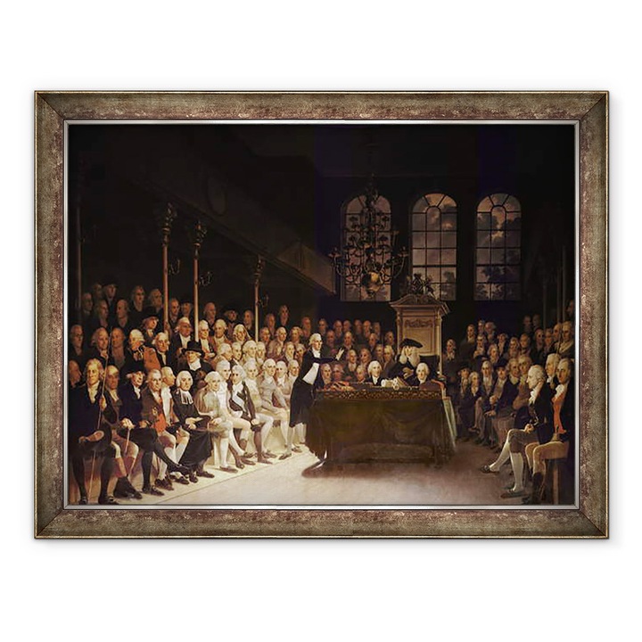 Tablou inramat - Anton Hickel - William Pitt s-a adresat Camerei Comunelor cu privire la Declaratia Franceza de Razboi 1793, 70 x 90 cm