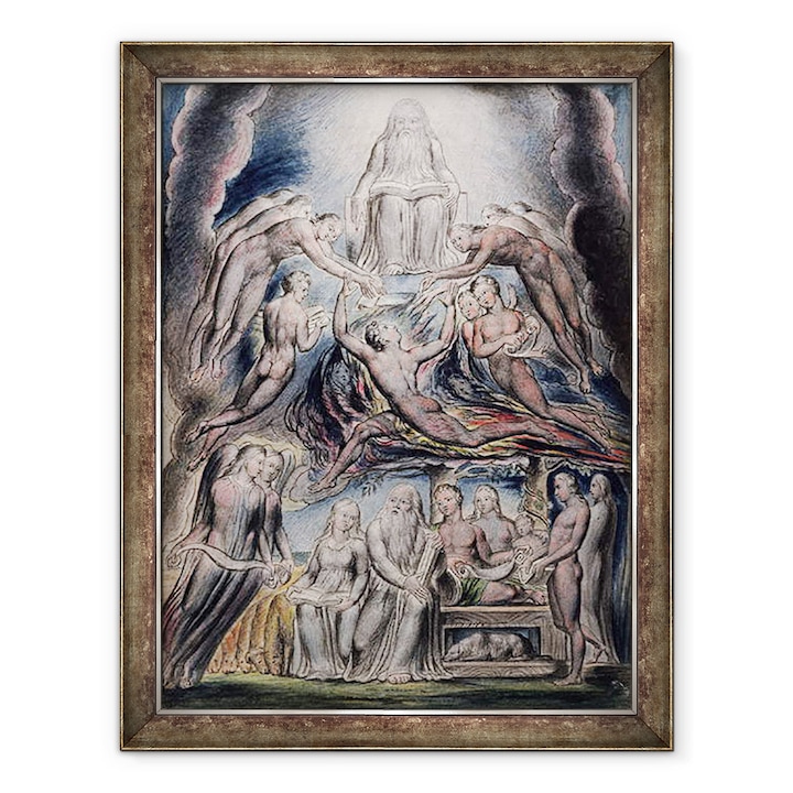 John Linnell - Az Állás könyvének illusztrációi, pl.3 2. oldal, Sátán Isten trónja előtt, Keretezett kép, 60 x 80 cm