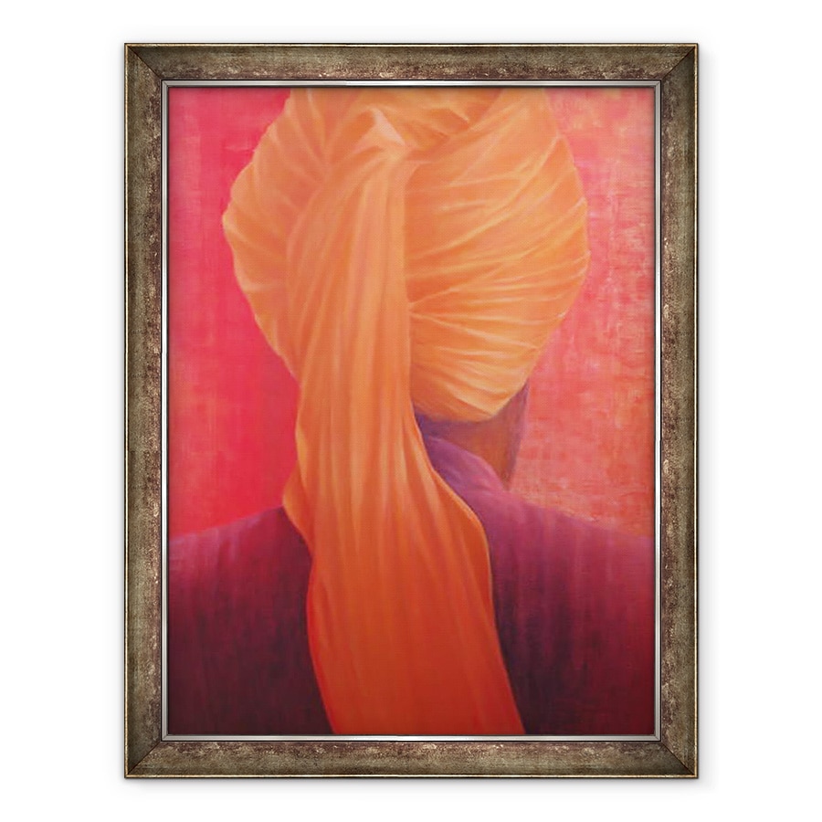 Tablou inramat - Lincoln Seligman - Turban portocaliu pe rosu, 70 x 90 cm