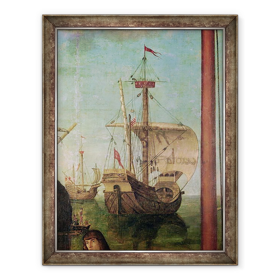 Tablou inramat - Vittore Carpaccio - intalnirea si plecarea logodnicului, din ciclul St Ursula, detaliu al unei nave, 70 x 90 cm