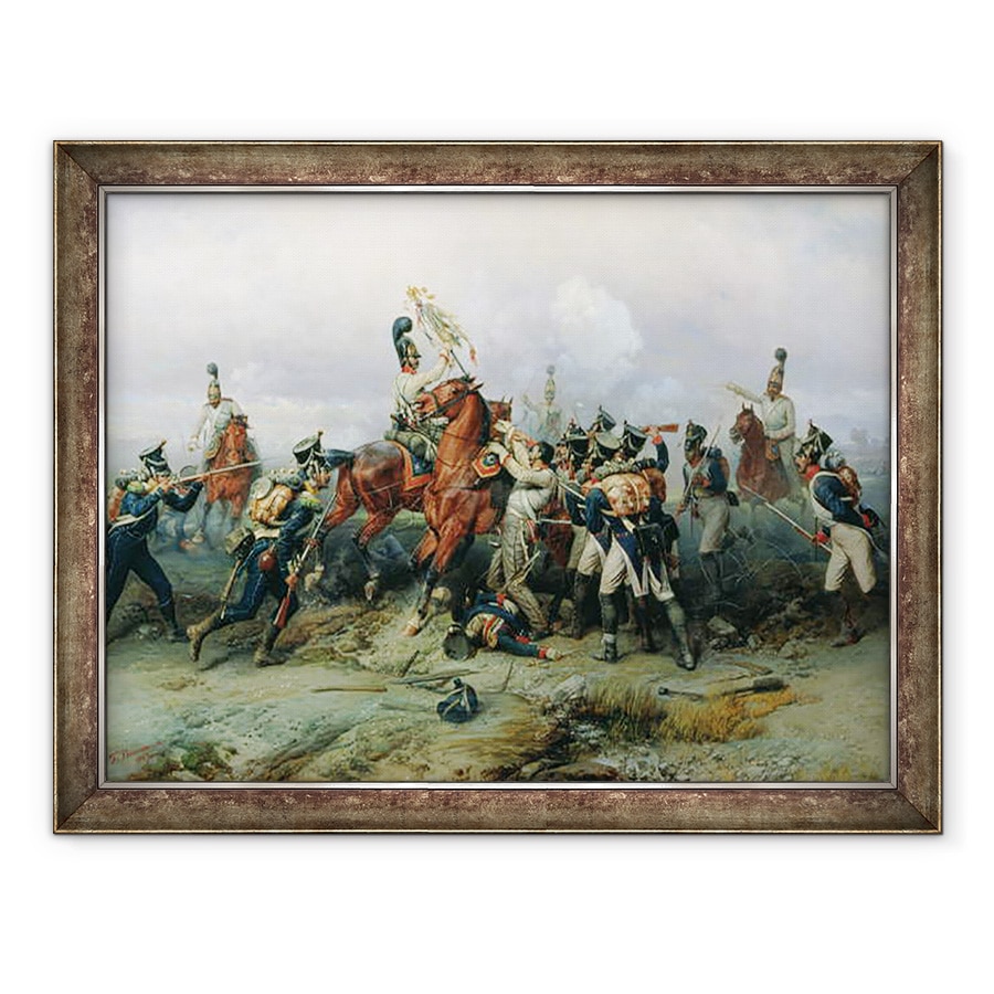 Tablou inramat - Bogdan Willewalde - Exploitarea Regimentului Monitor in Batalia de la Austerlitz, 70 x 90 cm