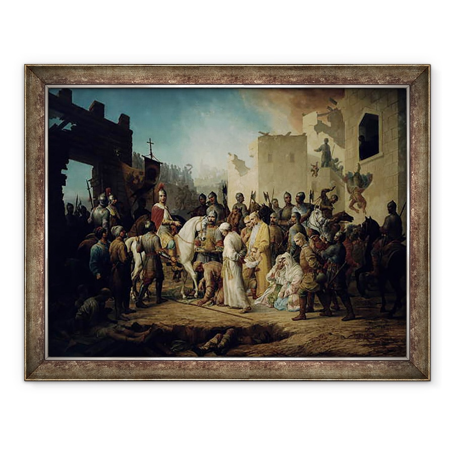 Tablou inramat - Petr Mikhailovich Shamshin - tarul Ivan al IV-lea cucerirea Kazanului in 1552, 70 x 90 cm