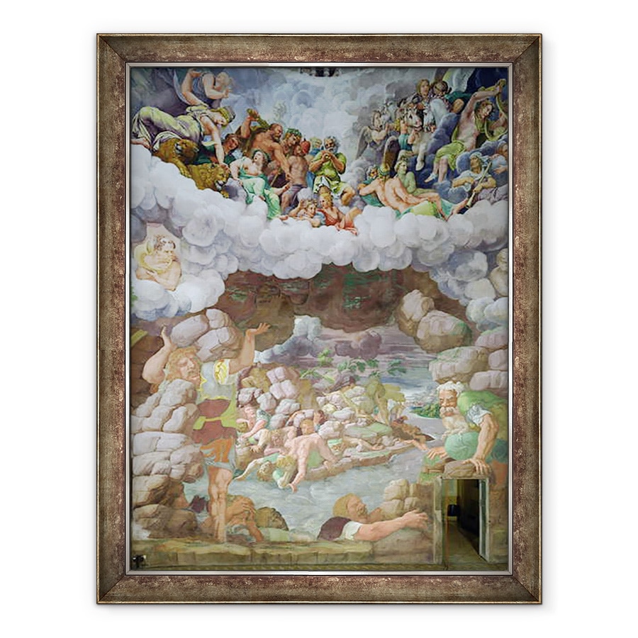Tablou inramat - Giulio Romano - Detaliu al distrugerii gigantilor de fulgerul lui Jupiter, Sala dei Giganti, 70 x 90 cm