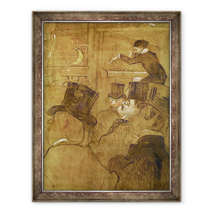 Tablou inramat - Henri de Toulouse-Lautrec - Semne pentru casa Goulue, la Targul Trone din Paris. Dansul maur, La Gouloue Louise Weber la Foire du Tréne detaliu al lui Oscar Wilde, 60 x 80 cm