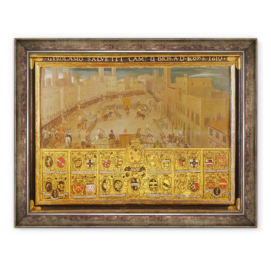 Tablou inramat - Scoala Italiana - Turneu in Piazza del Campo, Siena, 60 x 80 cm