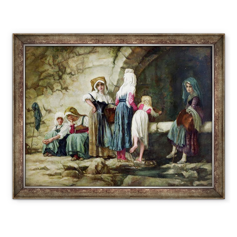 Tablou inramat - Antoine Auguste Ernest Herbert - tarani la o fantana, 60 x 80 cm