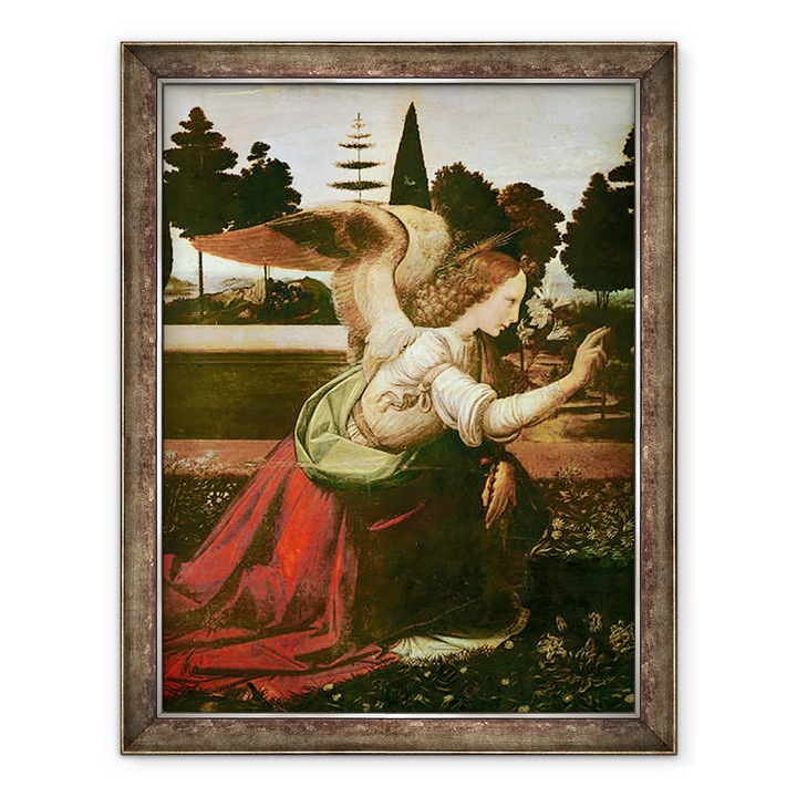 Картина в рамка - Леонардо да Винчи - Благовещение, детайл на ангела, 60 x 80 cm