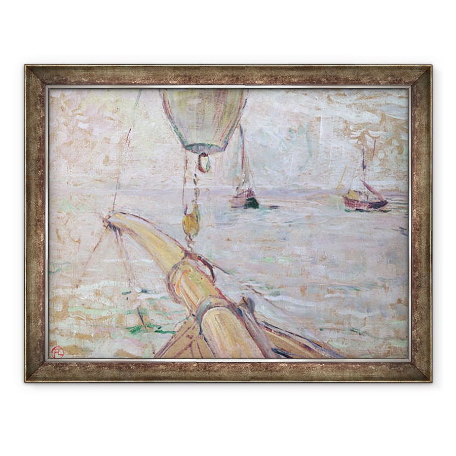 Tablou inramat - Henri de Toulouse-Lautrec - Vedere de Arcachon din partea din fata a Yacht Cocorico, 60 x 80 cm