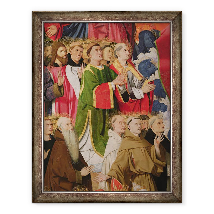 Tablou inramat - Enguerrand Quarton - Oficialii alesi si clerici, detaliu al incoronarii Fecioarei, 60 x 80 cm