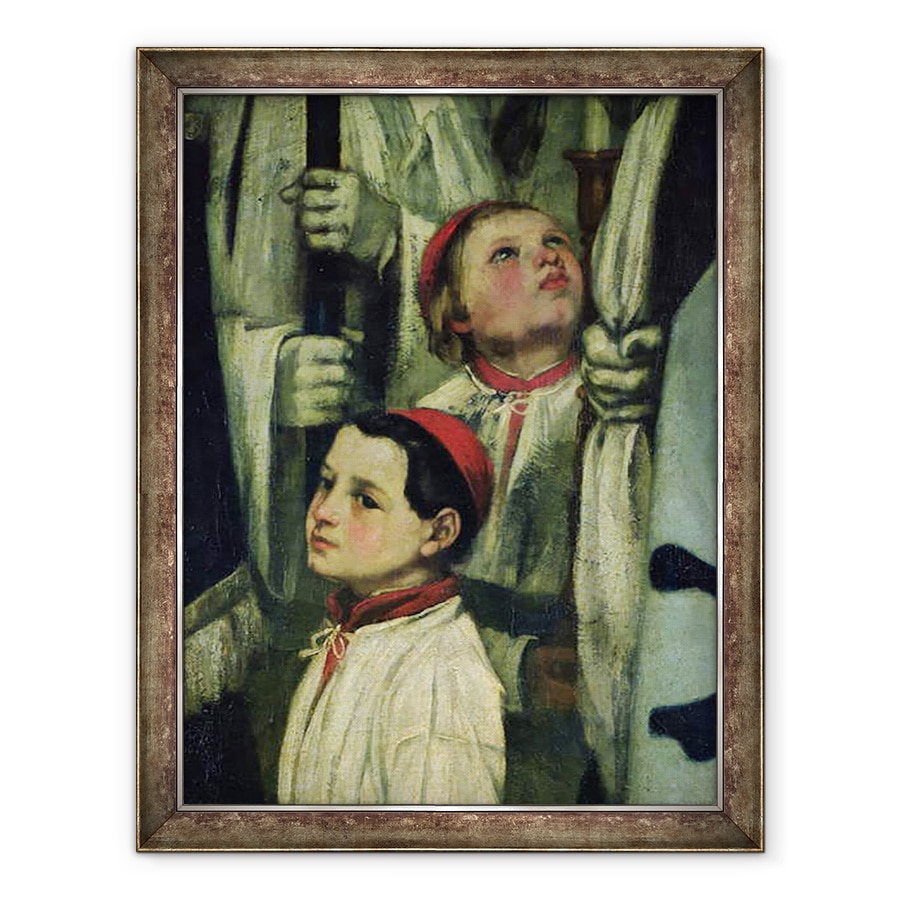 Tablou inramat - Gustave Courbet - O inmormantare la Ornans detaliu al unui baiat de cor, 60 x 80 cm
