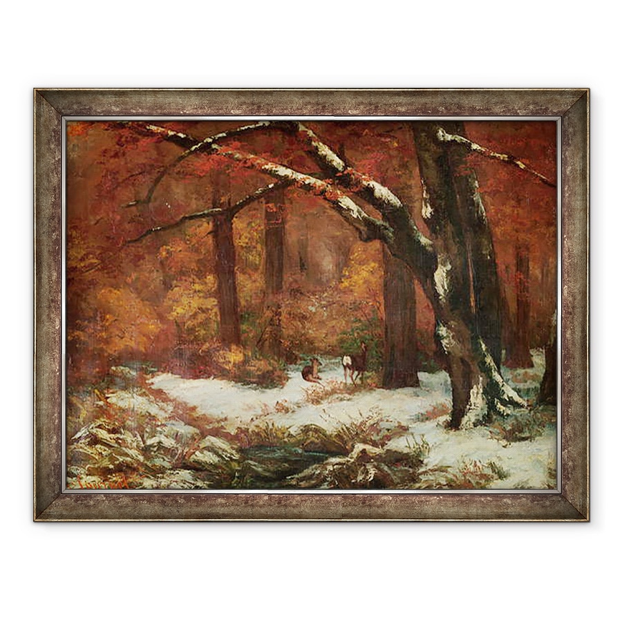 Tablou inramat - Gustave Courbet - Caprioara se retrage, 60 x 80 cm