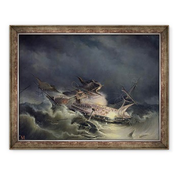 Tablou inramat - Konstantin Vassilyevich Krugovikhin - Dezastrul liniei Ingermanland de la Shagerrake langa Norvegia, pe 30 august 1842, 70 x 90 cm Tablou inramat - Konstantin Vassilyevich Krugovikhin - Dezastrul liniei Ingermanland de la Shagerrake langa Norvegia, pe 30 august 1842, 70 x 90 cm
