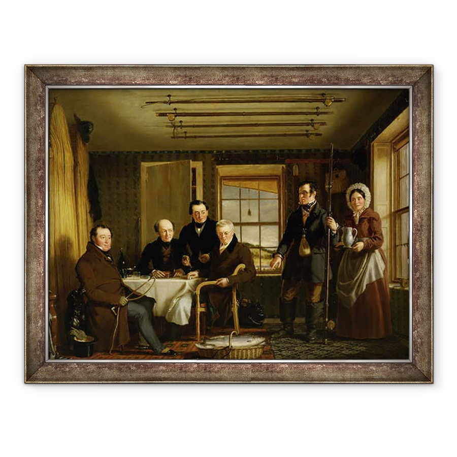 Tablou inramat - William Shiels - Discutarea unei capturi de somon intr-o cabana de pescuit scotiana, 70 x 90 cm