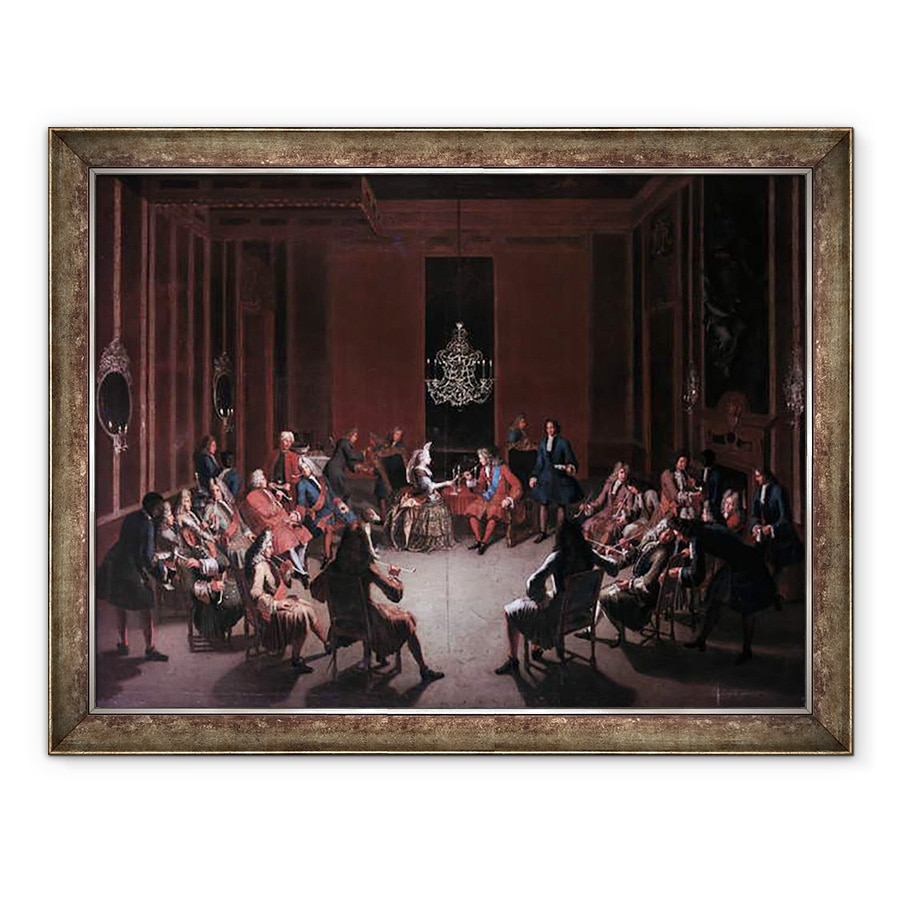 Tablou inramat - Paul Carl Leygebe - Colegiul de tutun al lui Frederick I in camera de aur a castelului Berliner, 70 x 90 cm