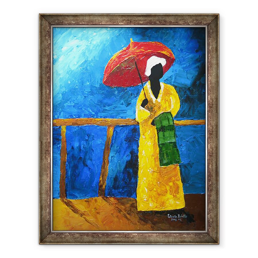 Tablou inramat - Patricia Brintle - carouri verde pe faleza, 2008, 70 x 90 cm