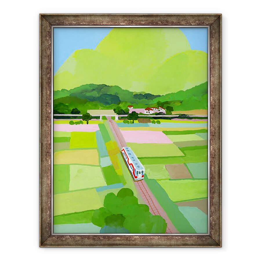 Tablou inramat - Hiroyuki Izutsu - Mare munte verde si camp de orez, 60 x 80 cm