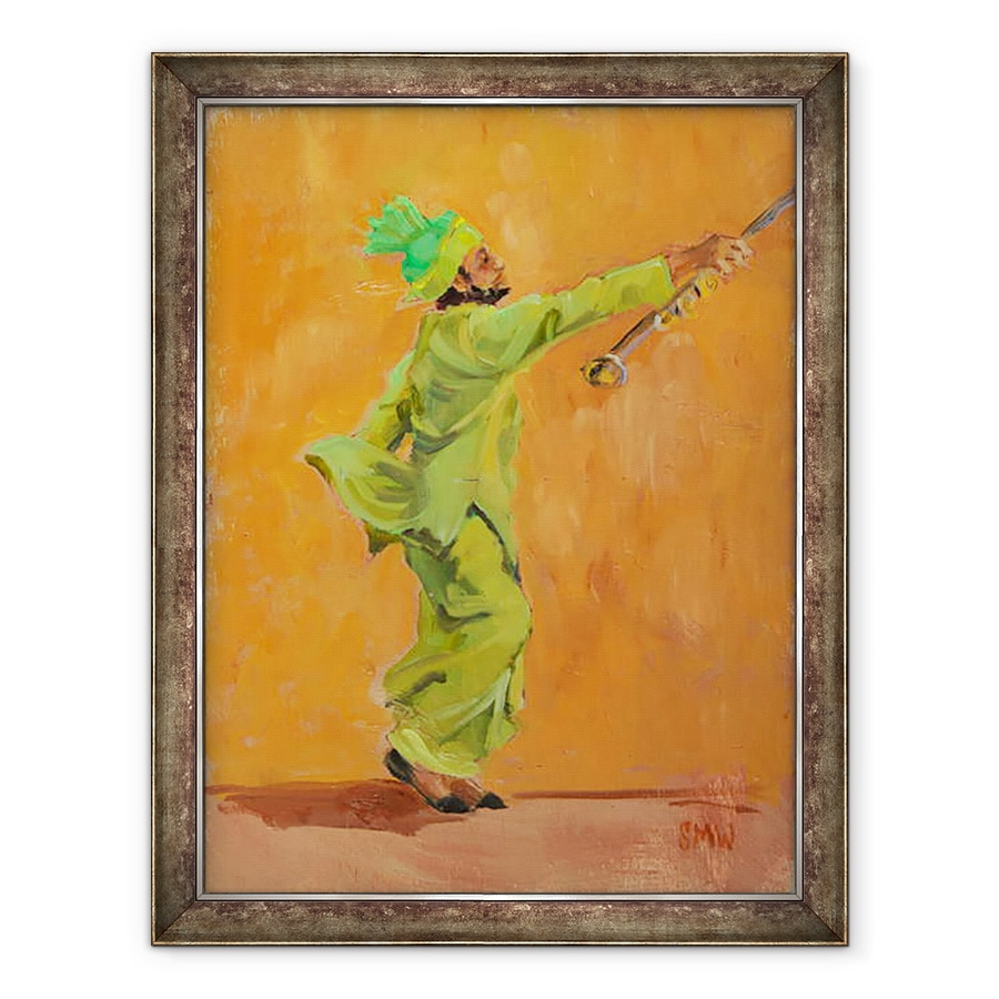 Tablou inramat - Sue Wales - Dansator verde indian cu chimta, 2020, 60 x 80 cm