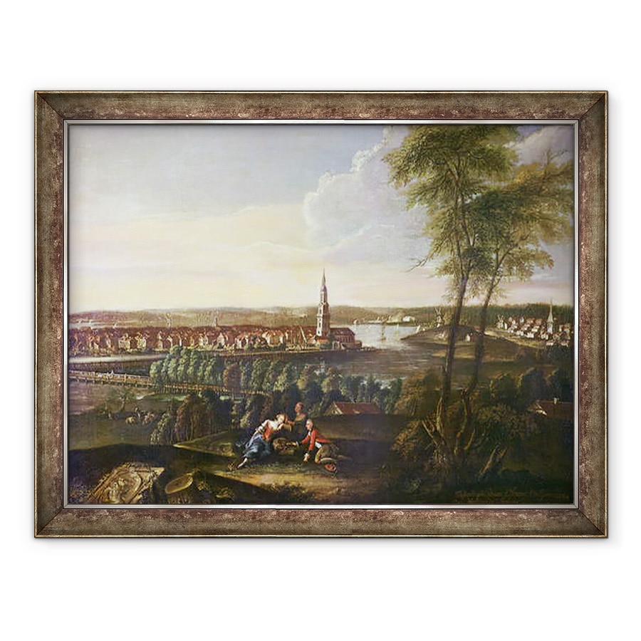 Tablou inramat - Johann Friedrich Meyer - Vedere a Bisericii Duhului Sfant si suburbia Nowawes din Brauhausberg, 70 x 90 cm