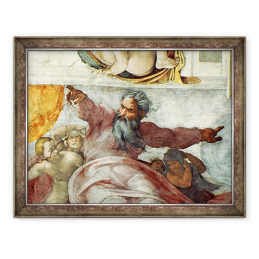 Tablou inramat - Michelangelo Buonarroti - Plafonul Capelei Sixtine, Crearea Soarelui si Lunii, 70 x 90 cm