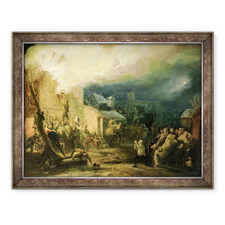 Tablou inramat - Henry Perlee Parker - Salvarea lui John Wesley din focul rectorului Epworth, 70 x 90 cm