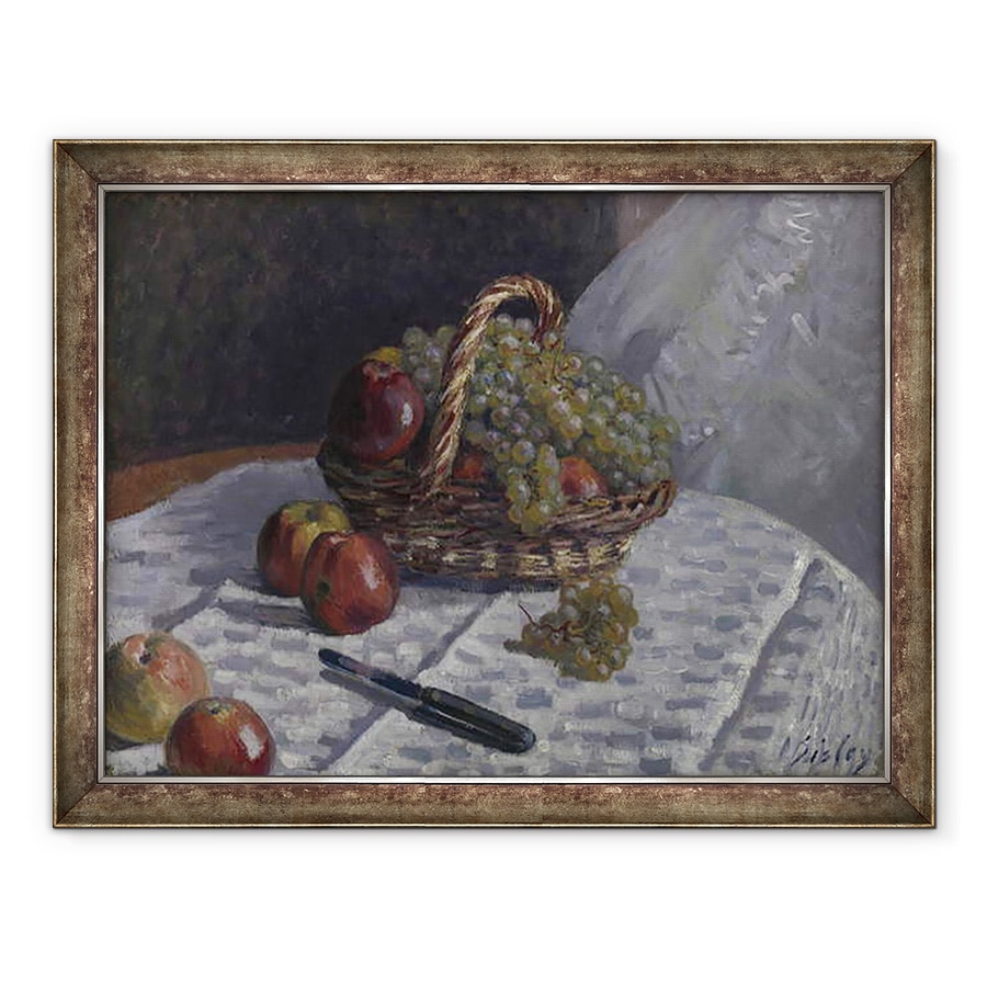 Tablou inramat - Alfred Sisley - Mere si struguri intr-un cos, 70 x 90 cm