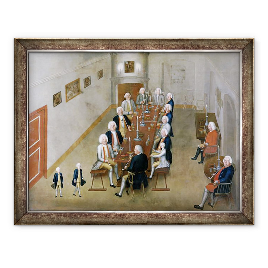 Tablou inramat - George Lisiewski - Consiliul de fumat al lui Frederick William I al Prusiei, 70 x 90 cm