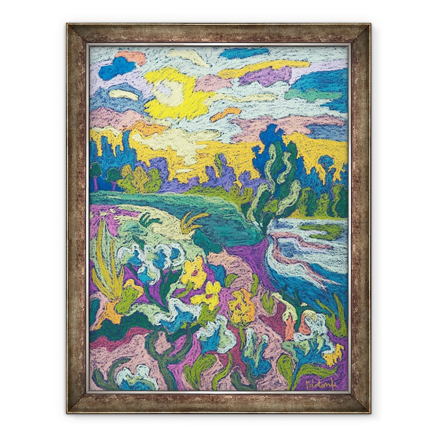 Tablou inramat - Marta Martonfi-Benke - Blooming River Bank, 70 x 90 cm