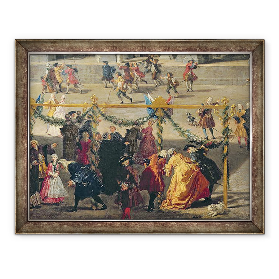 Tablou inramat - Giovanni Paolo Pannini - Pregatire pentru spectacolul de artificii tinut la Piazza Navona, Roma, pentru a sarbatori nasterea Delfinului, 60 x 80 cm