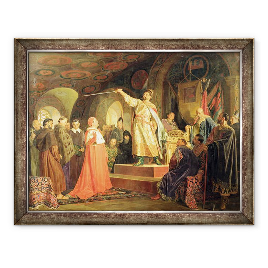 Tablou inramat - Nikolai Vasilievich Nevrev - Printul Roman de Halych-Volinia primind ambasadorii Papei Inocent al III-lea, 70 x 90 cm