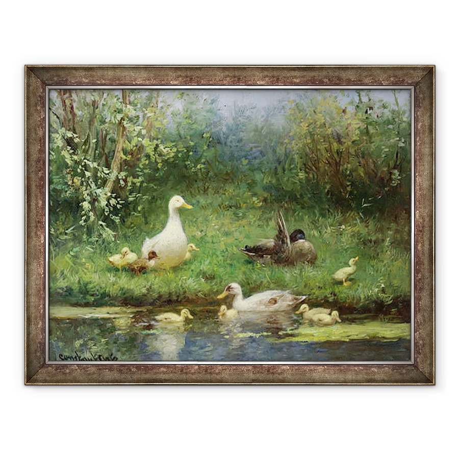 Tablou inramat - David Adolph Constant Artz - Rate pe malul unui rau, 70 x 90 cm