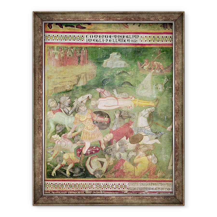 Tablou inramat - also Manfredi de Battilori Bartolo di Fredi - Traversarea Marii Rosii, detaliu al faraonului inecat cu armata sa, din Scene din Vechiul Testament, 70 x 90 cm