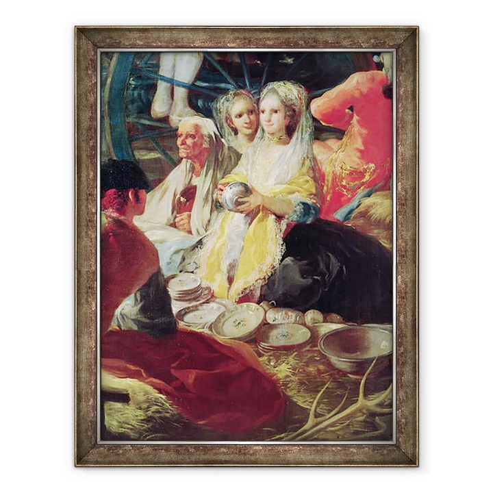 Tablou inramat - Francisco Jose de Goya y Lucientes - Doamnele cumpara ceramica la un stand din Madrid, 70 x 90 cm