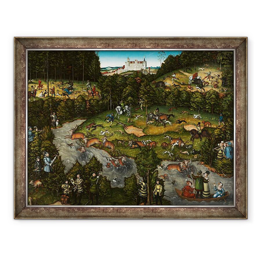 Tablou inramat - Lucas Cranach the Elder - Vanatoare langa Castelul Hartenfels, 60 x 80 cm