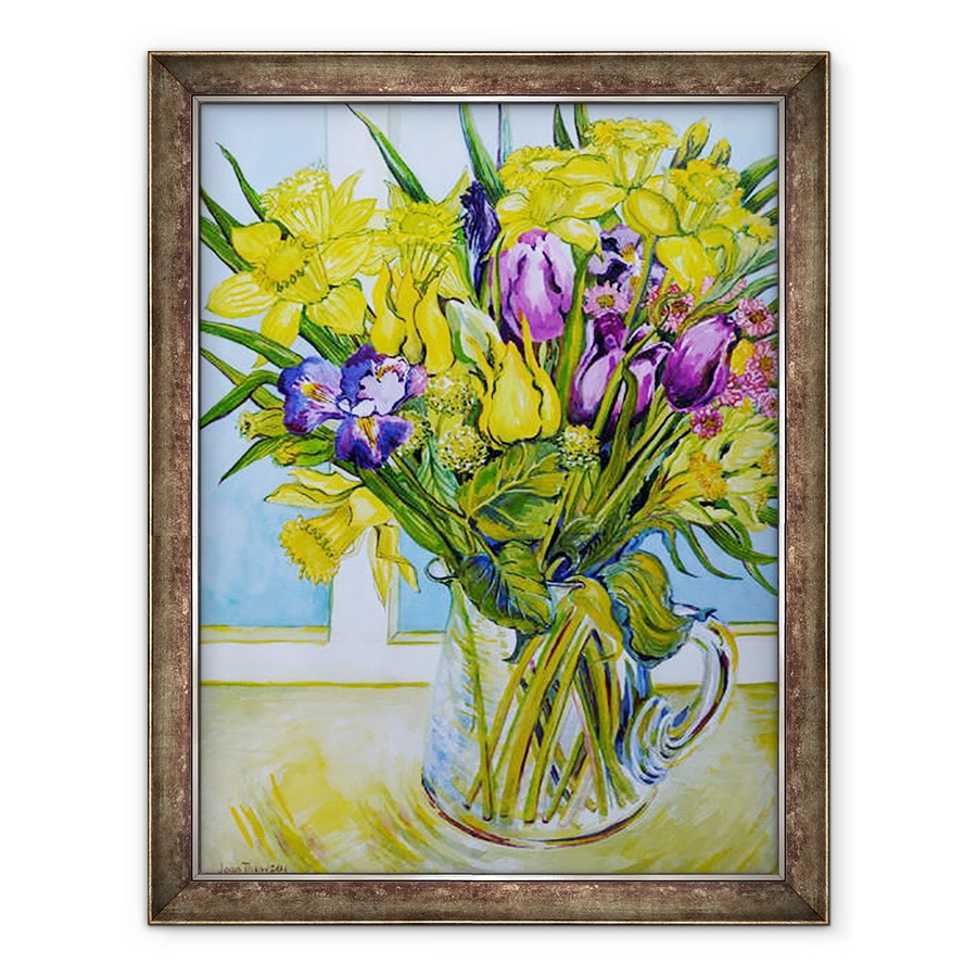 Tablou inramat - Joan Thewsey - Narcisele si lalele intr-o cana de sticla langa fereastra, 70 x 90 cm