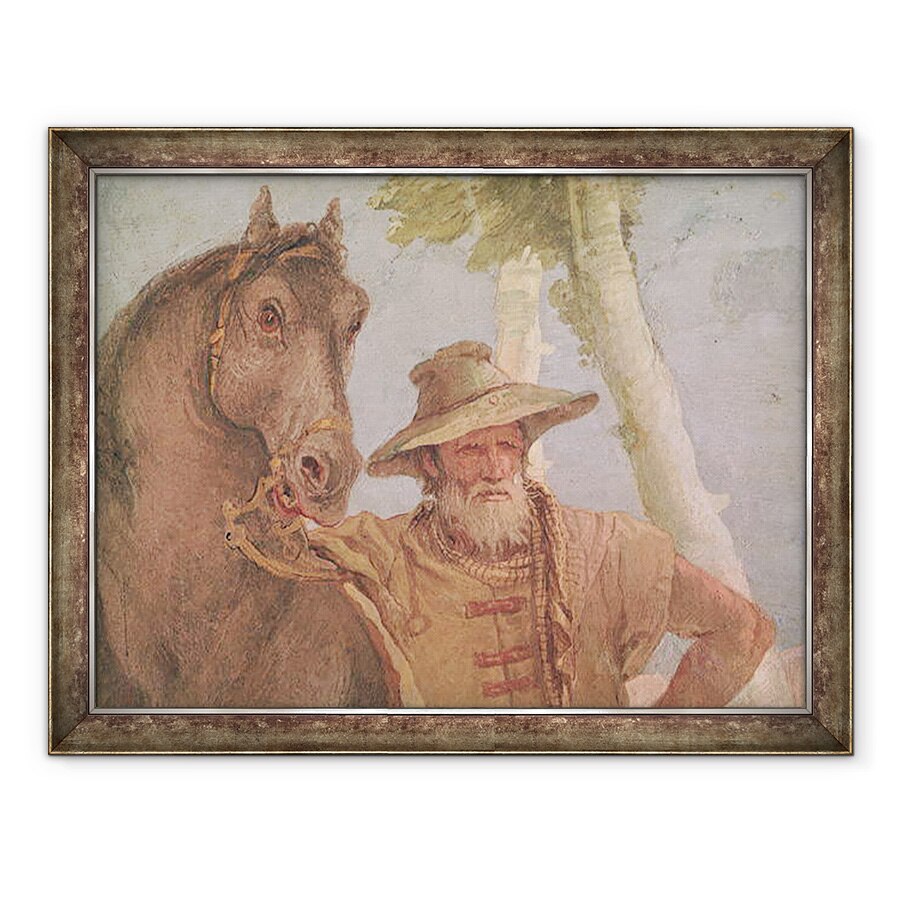 Tablou inramat - Giovanni Battista Tiepolo - Detaliu al calaretului de la Angelica Nursing Medoro ranit, 60 x 80 cm