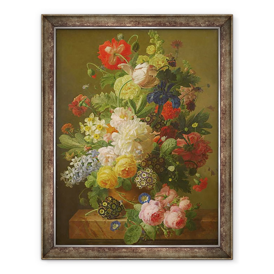 Tablou inramat - Jan Frans van Dael - Flori intr-o vaza pe o masa de consola de marmura, 70 x 90 cm