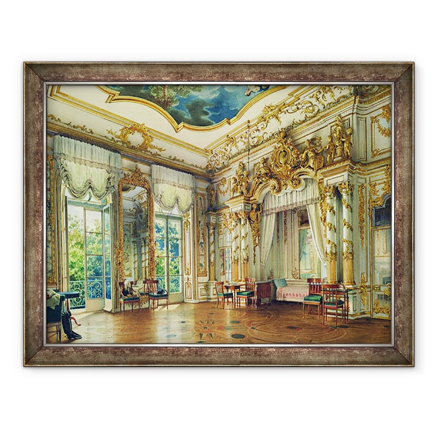 Tablou inramat - Luigi Premazzi - Dormitorul tarului Alexandru I in Palatul Alexandru, tarskoye Selo, 60 x 80 cm