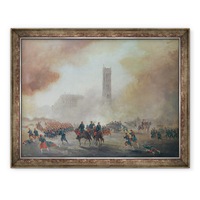 Tablou inramat - Gustave Clarence Rodolphe Boulanger - Comuna Paris, lupta in fata Turului Saint-Jacques, 60 x 80 cm