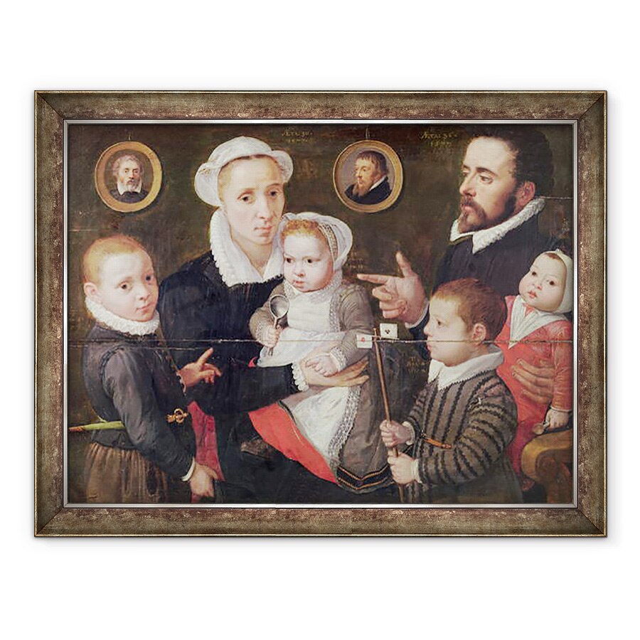 Tablou inramat - Frans Menton d'Alkmaar - Portretul unei familii, parintii cu copiii si stramosii lor, 60 x 80 cm