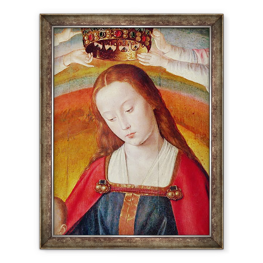 Tablou inramat - Master of Moulins - Fecioara Maria cu coroana ei, detaliu al incoronarii Fecioarei, panou central din Altarul Bourbon, 70 x 90 cm