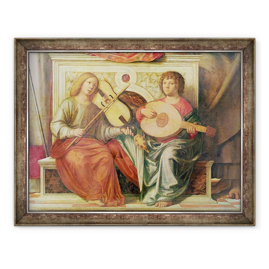 Tablou inramat - Giovanni Battista Cima da Conegliano - Detaliu al muzicienilor de inger dintr-o pictura a Fecioarei si a sfintilor, 60 x 80 cm