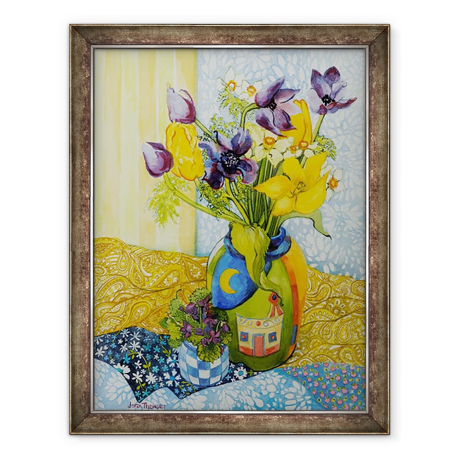 Tablou inramat - Joan Thewsey - Lalele si Anemone cu Oala de Violete, 2010, 70 x 90 cm