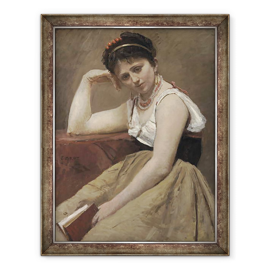 Tablou inramat - Jean Baptiste Camille Corot - Citire intrerupta, 70 x 90 cm