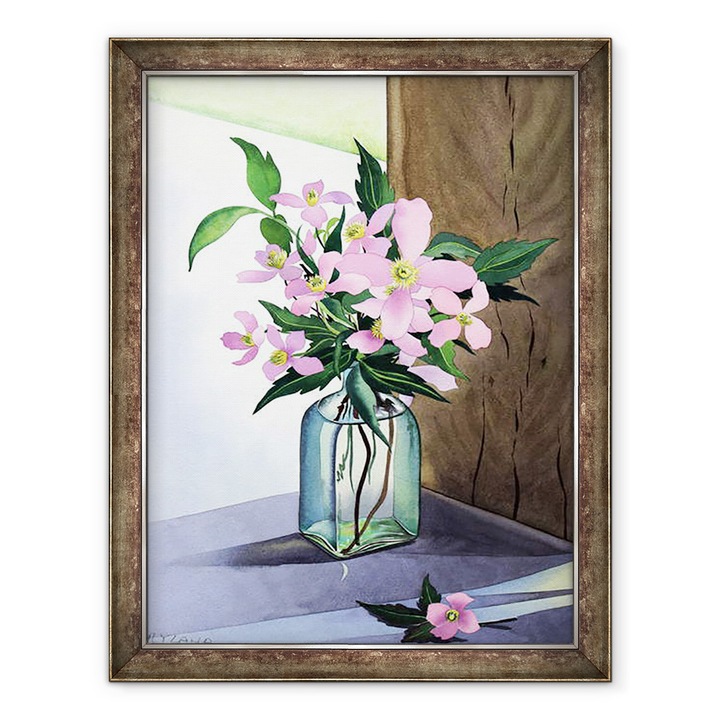Tablou inramat - Christopher Ryland - Natura moarta roz Clematis, 70 x 90 cm