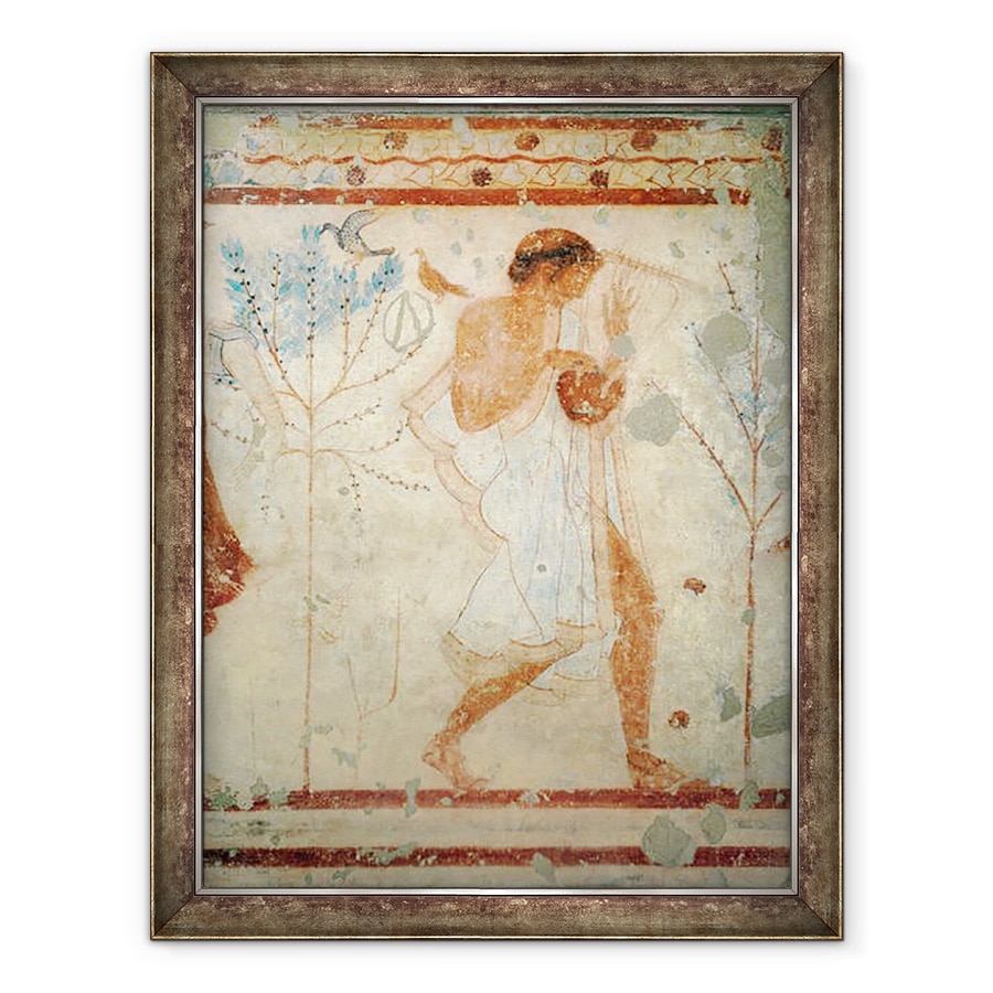 Tablou inramat - Etruscan - Muzician care canta la titera sau la lira, din Mormantul Tricliniumului, 60 x 80 cm