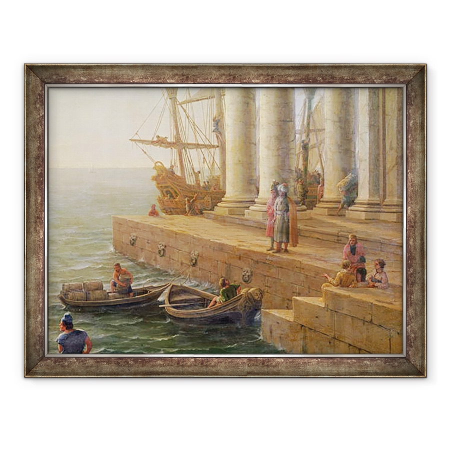 Tablou inramat - Claude Lorrain - Scena portului, detaliu de la Plecarea lui Ulise din tara Feaci, 60 x 80 cm