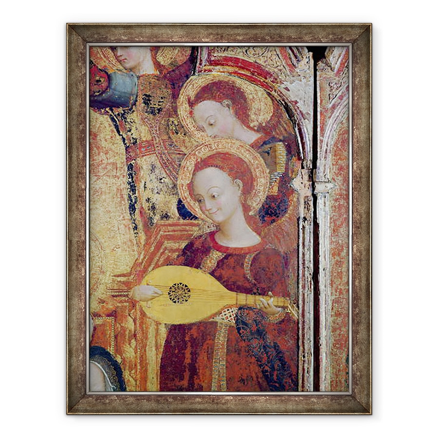 Tablou inramat - Sassetta - Detaliu al muzicienilor de inger dintr-o pictura a Fecioarei si Copilului inconjurat de sase ingeri, 60 x 80 cm