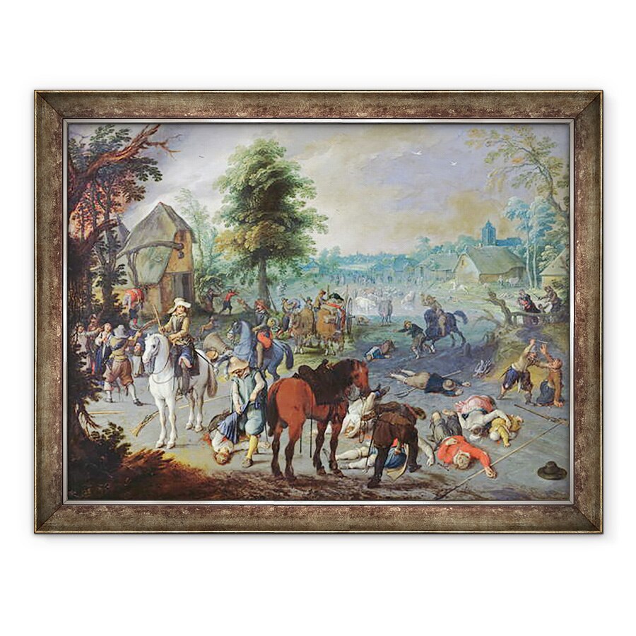 Tablou inramat - Sebastian Vrancx - Scena jafului intr-un sat, 60 x 80 cm