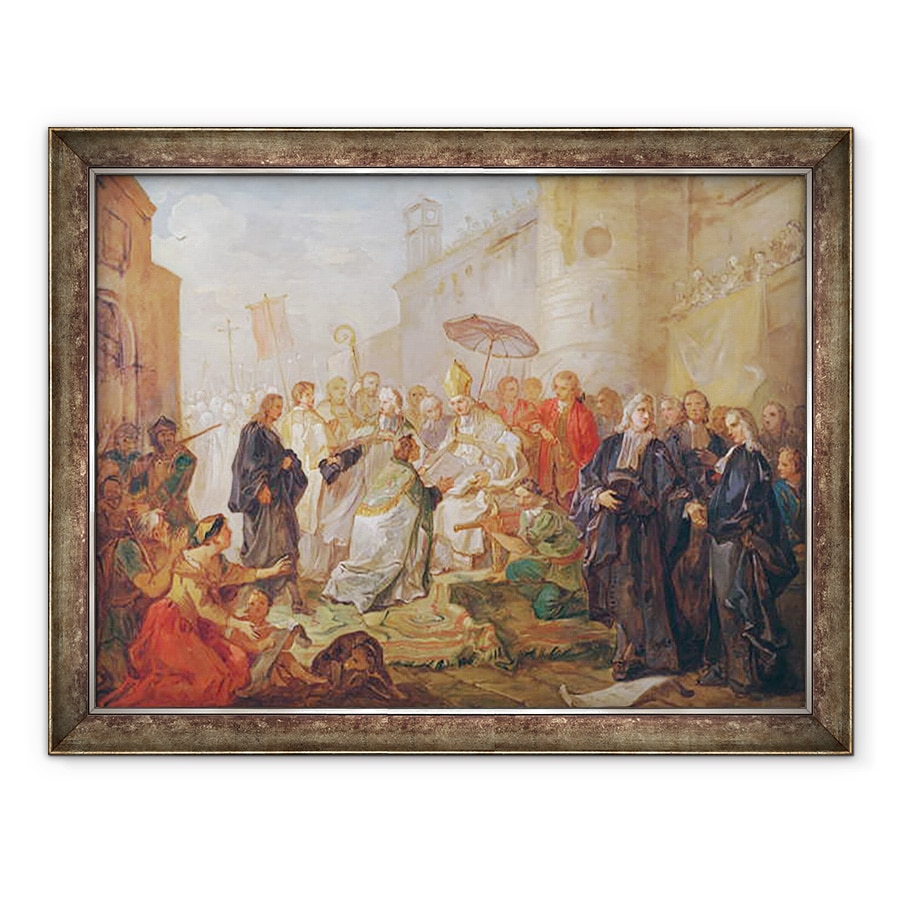 Tablou inramat - Charles Joseph Natoire - Intrarea solemna a monseniorilor Nicolas-Joseph de Paris ca episcop de Orleans in 734, 60 x 80 cm