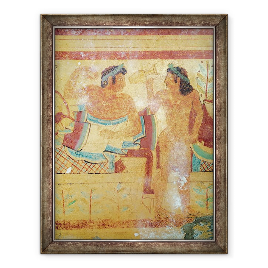 Tablou inramat - Etruscan - Detaliu al banchetului funerar, de la Mormantul Leoparzilor, 60 x 80 cm